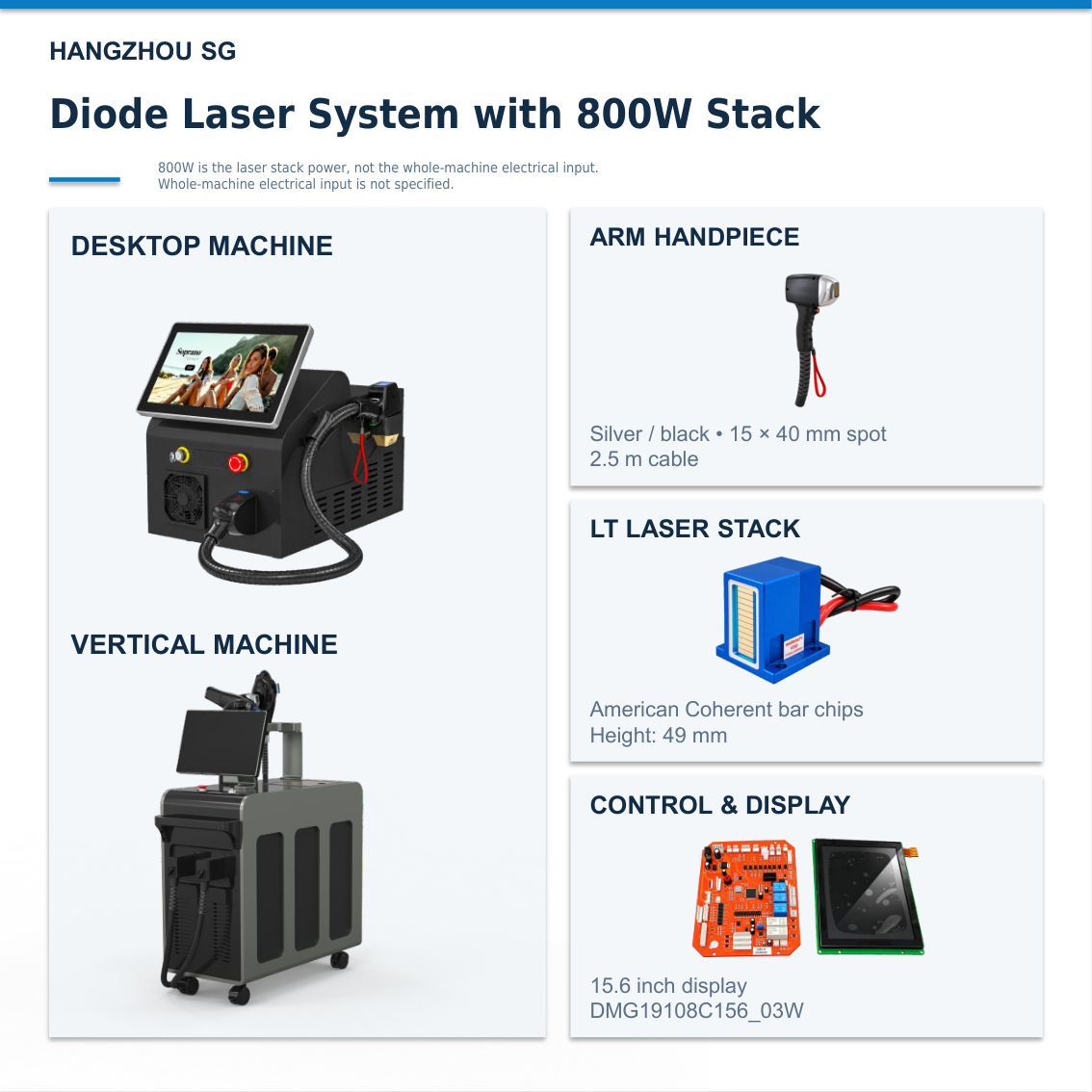 Desktop and floor-standing systems with 800W laser stack